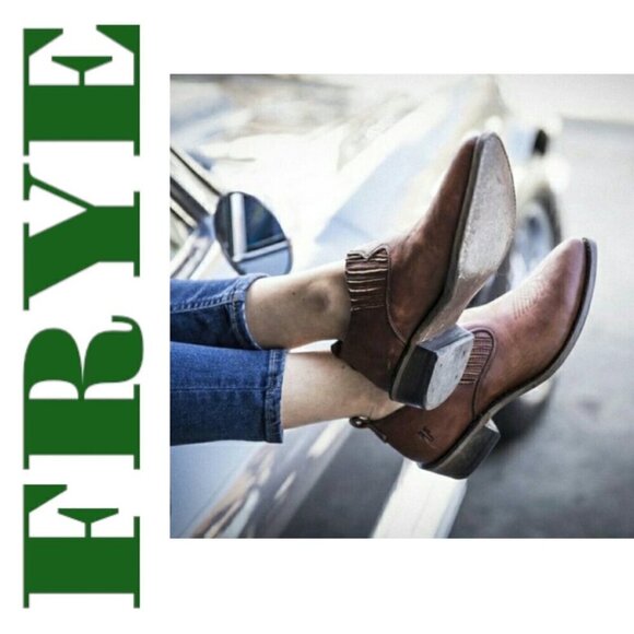 FRYE Billy Urban Cowboy Shootie Leather Slip On Charcoal Brown Gray, Size 6.5 - Picture 1 of 15